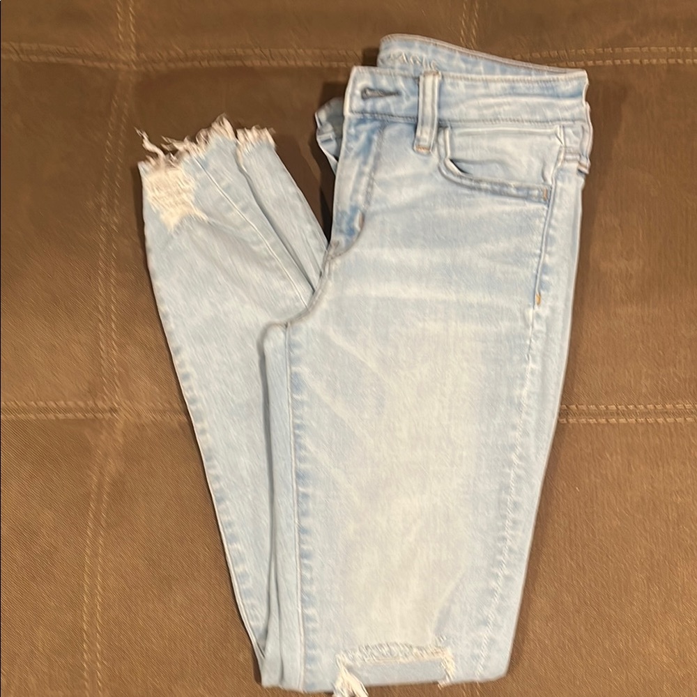Light Blue Distressed Denim Jeans